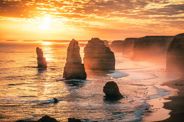Fototapeta premium The view of the Twelve Apostles in the Great Ocean Road in the sunset