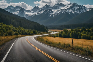 A landscape of a highway in the mountainous area with a breathtaking view