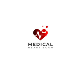 Medical heart Logo design vector template. Heartbeat logo.