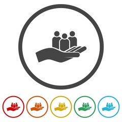 Inclusion icon. Set icons in color circle buttons