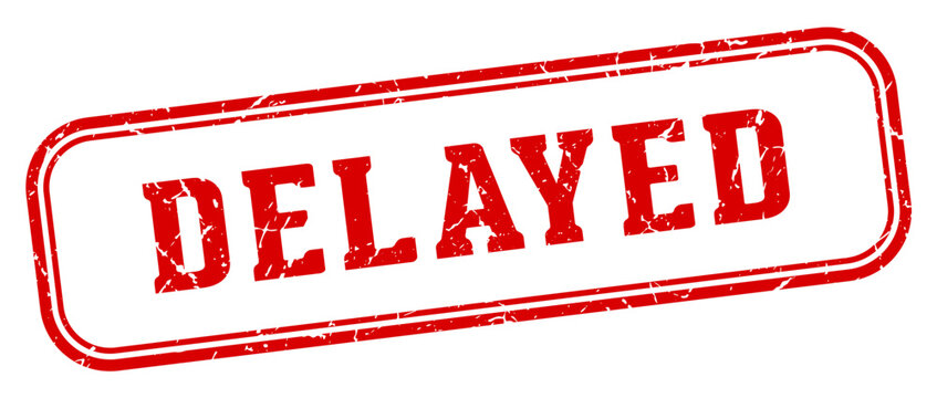 delayed stamp. delayed rectangular stamp on white background