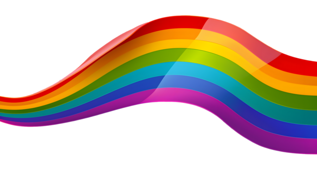 Waving rainbow LGBT flag isolated on png or transparent background,