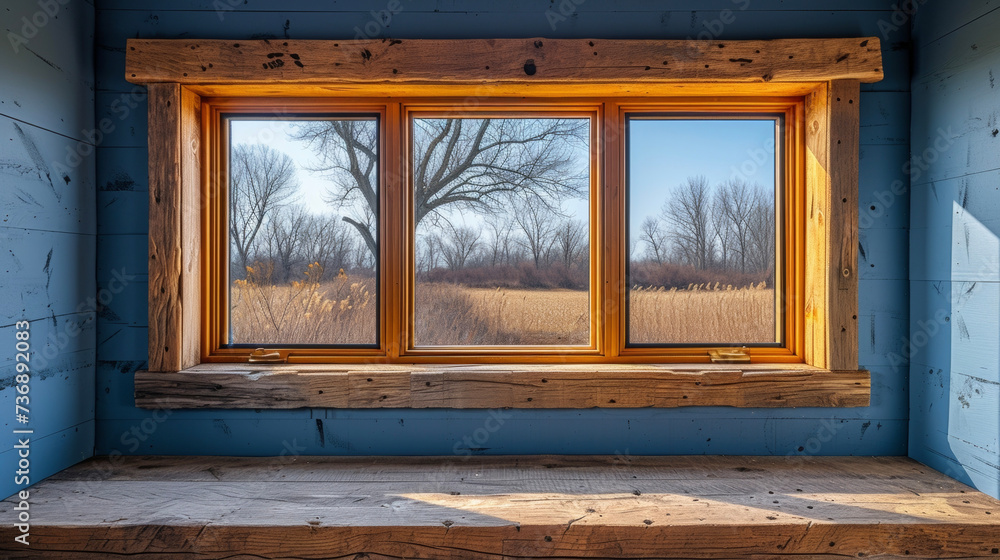 Poster an egress window in a finished bat providing a sense of openness and connection to the outdoors that