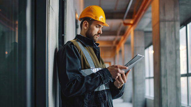 construction engineer worker using tablet 