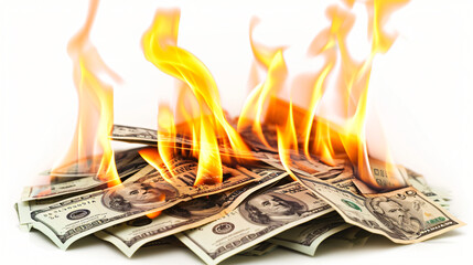 burning dollar bills the concept of wasting money