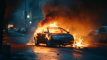 Fototapeta na wymiar Burning car