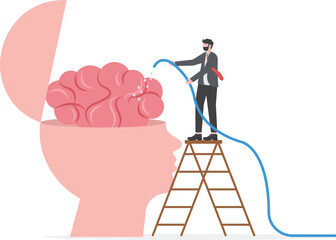 Brain wash by medias or advertising information, make someone to believe, manipulate thought, control how people think concept,

