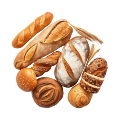 Foto op Canvas Assortment of fresh baked bread isolated on transparent background. © SRITE KHATUN