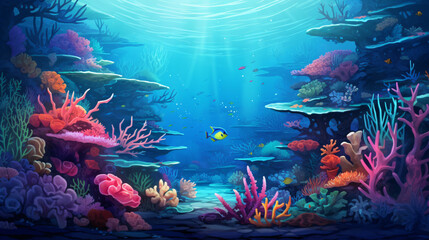 Fototapeta na wymiar The coral reef - illustration for the children.