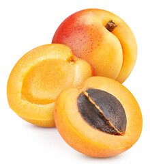 Apricot isolated on white background with clipping path