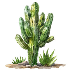 watercolor cute cactus isolated