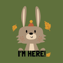 cute bunny drawing for baby fashion as vector