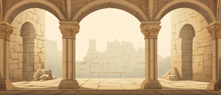 Vector background or texture: An ancient arcade.