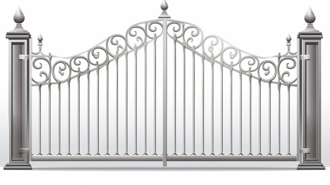 Vector illustration of steel fence gate isolated on a white background.
