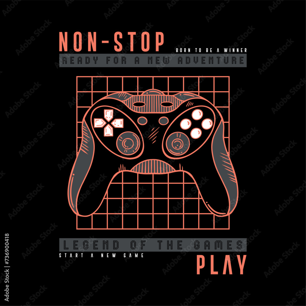 Aufkleber tee print design with gamepad drawing as vector