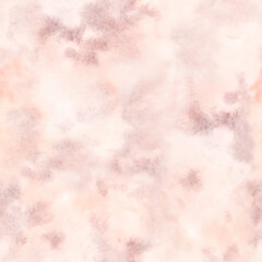 Pastel pink abstract watercolor seamless pattern in pale peach fuzz color background with paint stains and splashes