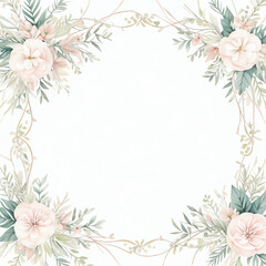 Fototapeta premium vintage flower leaves watercolor frame