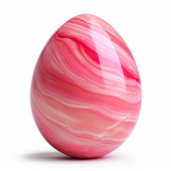 Easter egg made of pink marble, highlighted on a white background. Easter concept.