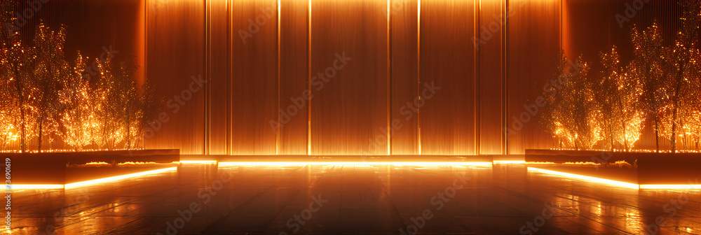 Poster illuminated lines: an abstract exploration of light and color, weaving through the darkness to creat
