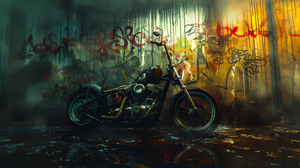 chopper motorcycle graffiti 