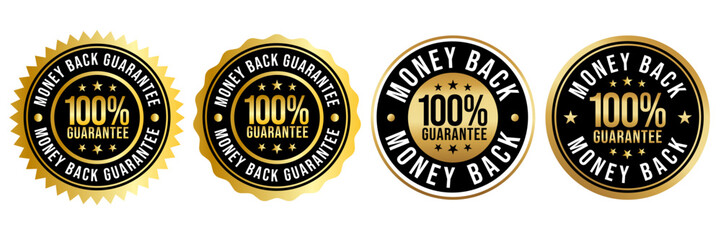 100% Money back Guaranteed, trust badge vector design, money back logo design.