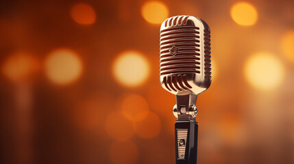 Vintage microphone isolated on a smooth background.