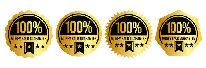100% Money back Guaranteed, trust badge vector design, money back logo design.