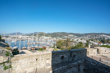 The amazing views of walls and towers of The Bodrum Museum of Underwater Archaeology, which  was established in The Bodrum Castle in 1964.