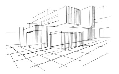 Drawing exterior and interior architectural lines. , Graphic assembly in architecture and interior design work. ,Sketch ideas for interior or exterior designs.