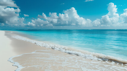 Fototapeta premium Pristine beachfront embodying tranquility and untouched beauty, AI Generative.