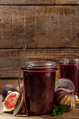 Red fig jam in small jar