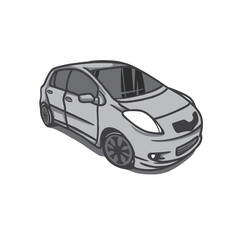 gray small car vector illustration