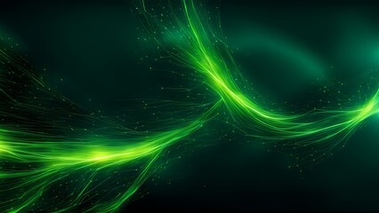 Abstract nodes pattern in black and green for futuristic technology 