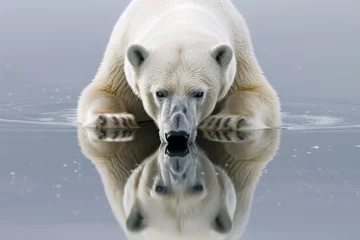 Rolgordijnen Polar Bear's Water Reflection © liamalexcolman