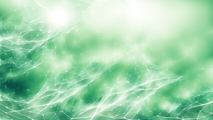 Abstract pattern with white and green nodes on a futuristic technology banner background 