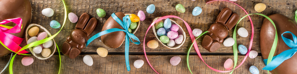 Chocolate Easter eggs background