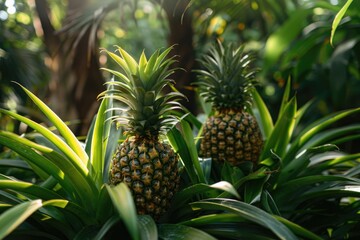 Obraz premium Pineapples at the garden.