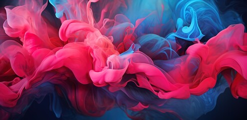 An abstract background with blue and pink smoke