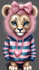 Cute Lion with heart