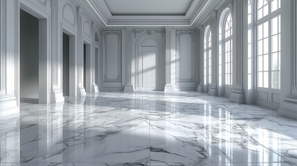 White marble flooring of interior decoration, studio backdrop for product background generative ai