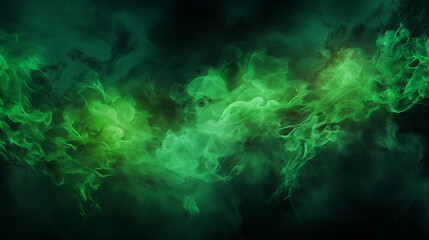 Obraz premium green smoke fire background with ashes floating around