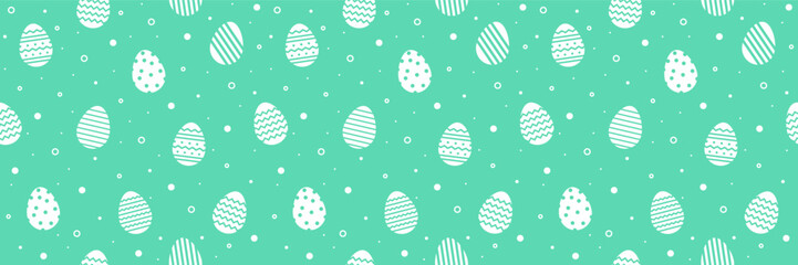 Cute and simple Easter background. Seamless pattern with modern style eggs. Banner. Vector illustration