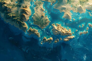 High-definition stock photo of an alien world from space, with unique land formations and oceans, inspiring wonder about the unknown.