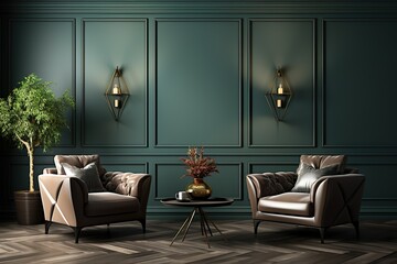 stylist and royal Modern luxury lounge and living room interior design and wall texture background,...