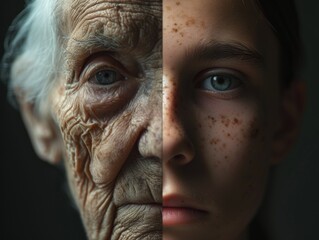 Split Face Aging Concept - Young and Old