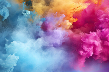 Obraz na płótnie Canvas colorfull background of smoke, holy powder. mixed rainbow powder. concept of make-up, decorative cosmetics