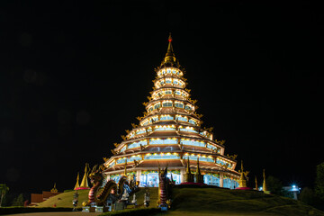 Wat huay pla kang temple famous place for tourist landmark in chiang rai, Thailand - obrazy, fototapety, plakaty