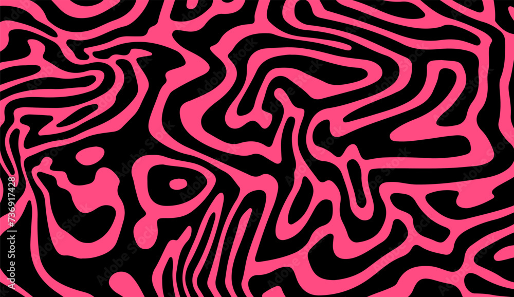 Poster black and pink abstract geometric distorted pattern. psychedelic op art style.