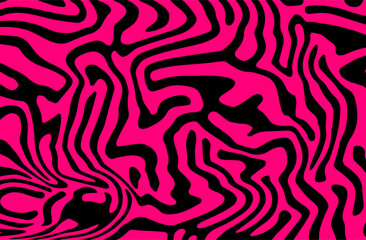 Fototapeta premium Black and pink abstract geometric distorted pattern. Psychedelic op art style.