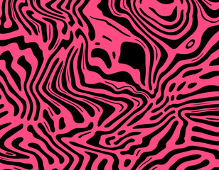 Black and pink abstract geometric distorted pattern. Psychedelic op art style.